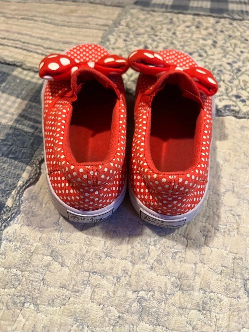 Red Polka Dot Girls Slip-On Sneakers with Bow